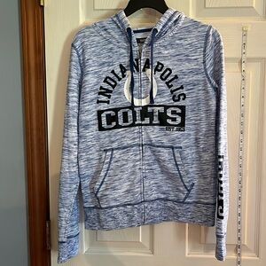 NFL team apparel-Indianapolis Colts-S-blue& white-full zip, hooded sweatshirt.